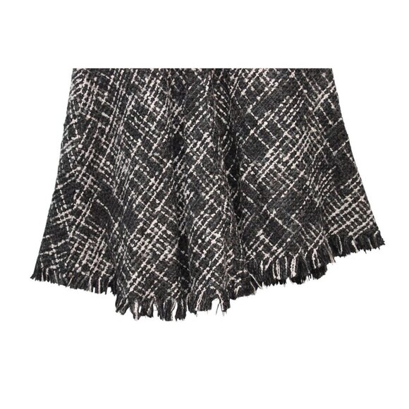 ModCloth Midi A-Line Skirt Size Small Tweed Flare Academia Fringe Preppy - Picture 10 of 12